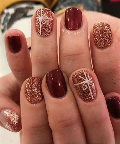 Metallic Accents pink christmas nail designs